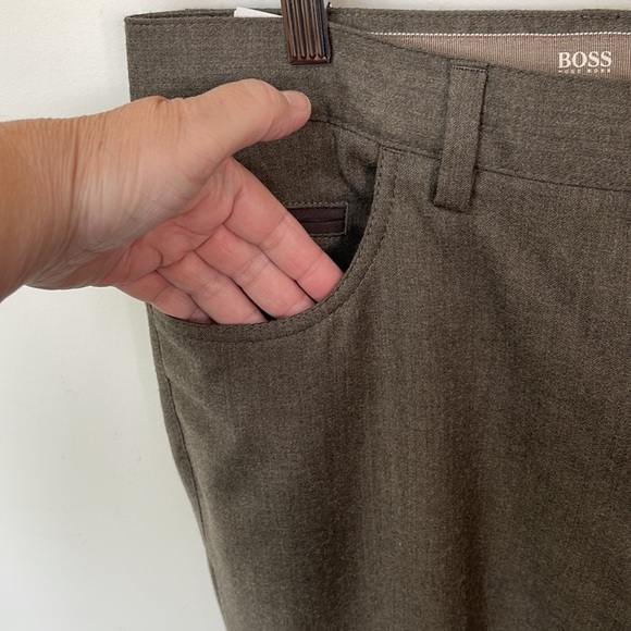 Boss Hugo Boss Men's Virgin Wool Pants Flat Front Patch Rear Pockets Size 36R - Picture 7 of 16